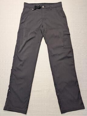PrAna Men's 31Wx34L Zion Hiking Pants Black Zip Fly Cargo Roll Up Leg